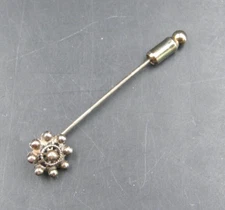 2099:: High VICTORIAN Brooch Lapel Hatband Pin Sterling Silver 2" either M or F