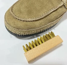 Brass Bristles Suede Nubuck Wire Brush Wood Handle Shoe Boot Bag Nap Cleaning