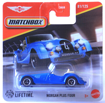 Matchbox Morgan Plus Four Oldtimer Sportwagen Blau 81/125 JBR78 2025