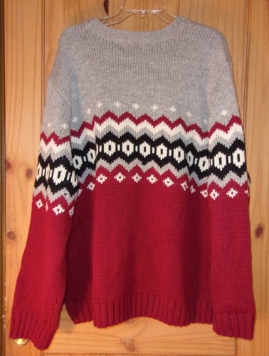 Route 66 Dark Red & Gray Wool Blend Crewneck Sweater, Men's XL - Picture 2 of 3