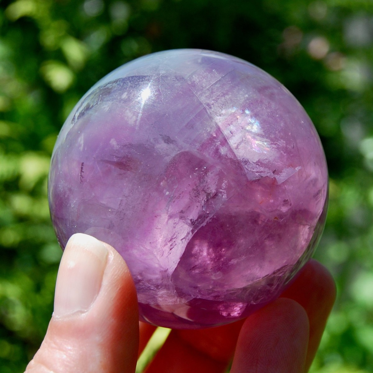 311g Magenta Watermelon Fluorite Crystal Sphere