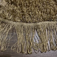 4" Stretch Metallic Gold Loop Chainette Fringe - 17+ Yards