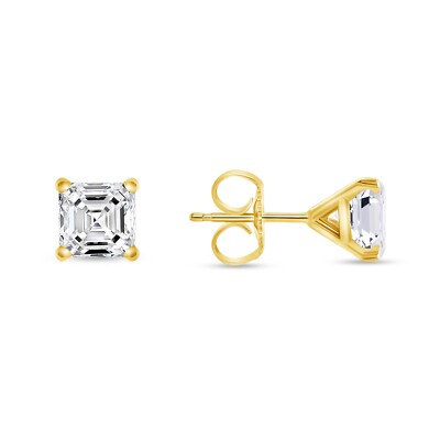 IGI E/VS 2 kt Asscher-Schliff Lab Grown Diamant Ohrring 14 K Gelbgold Martini Push