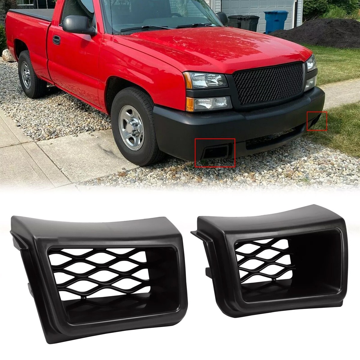 PIT66 Front Bumper Air Duct, Compatible with 03-07 Chevy Silverado 1500 Front Bumper Caliper Air Duct Left & Right Gray, Grille Inserts - Canada
