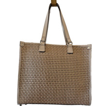 Patricia Nash Leather Woven Ava Medium Tote in Stone NWT READ NO CROSSBODY STRAP