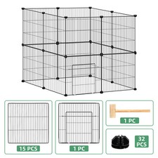 Foldable Metal Wire Dog Playpen 12/16 Panels 13.8" Indoor Outdoor Pet Enclosure