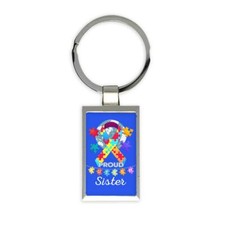 Autism Sister : Gift Rectangular Keychain Proud Awareness Month Family