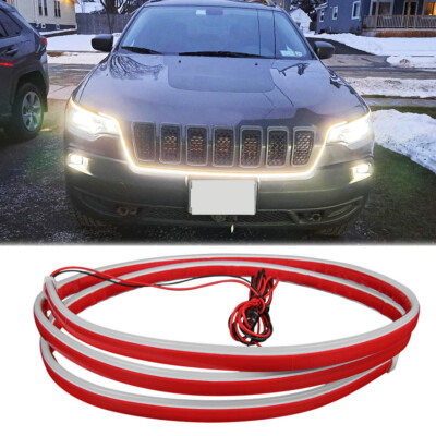 70'' Scan Start Up LED Hood Lights Strip White Running For Jeep Cherokee Sport