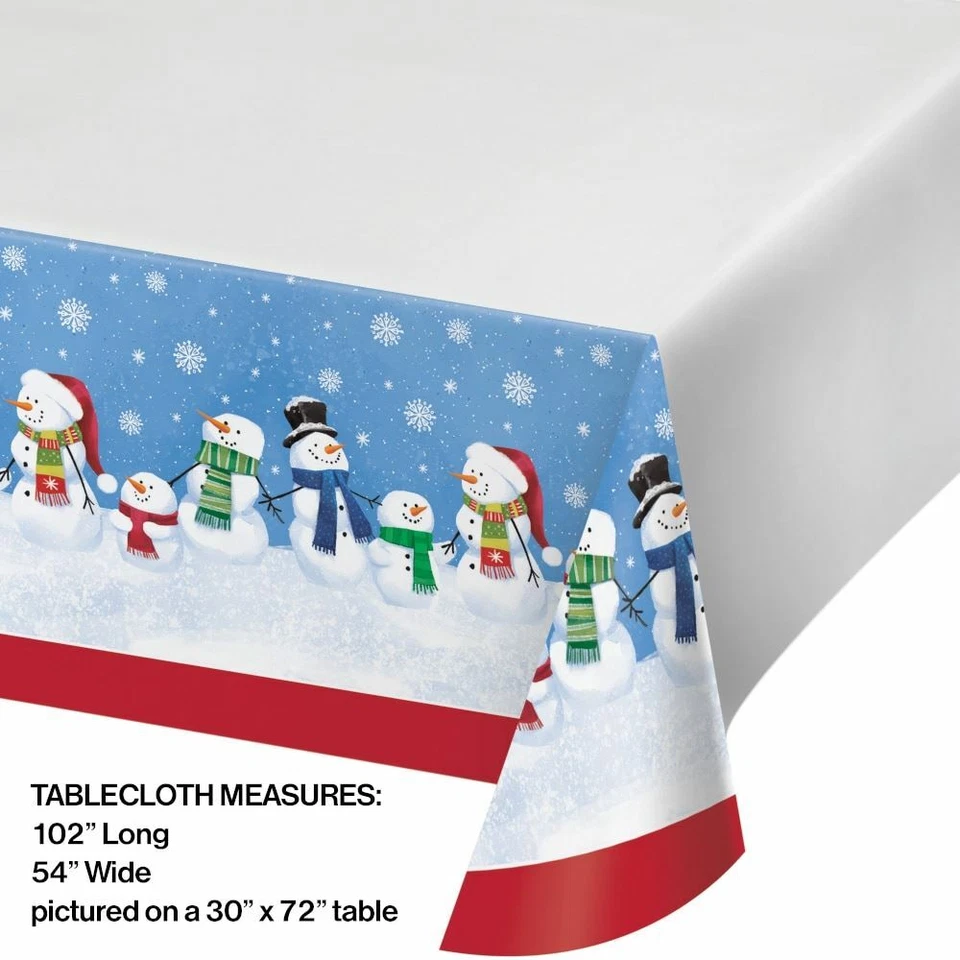 Smiling Snowman Plastic Tablecover 1 Ct 54 x 102 Border Print - Image 2 of 3