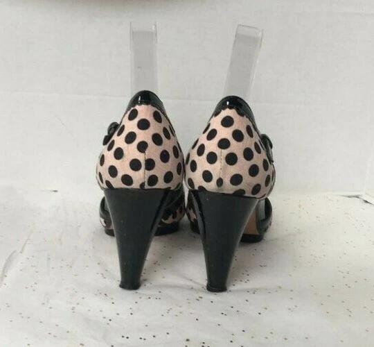 Via Spiga Barbie Pink Black Polka Dot Pin up Style Peep Toe D'orsay Pump Sz 9 - Image 4 of 4