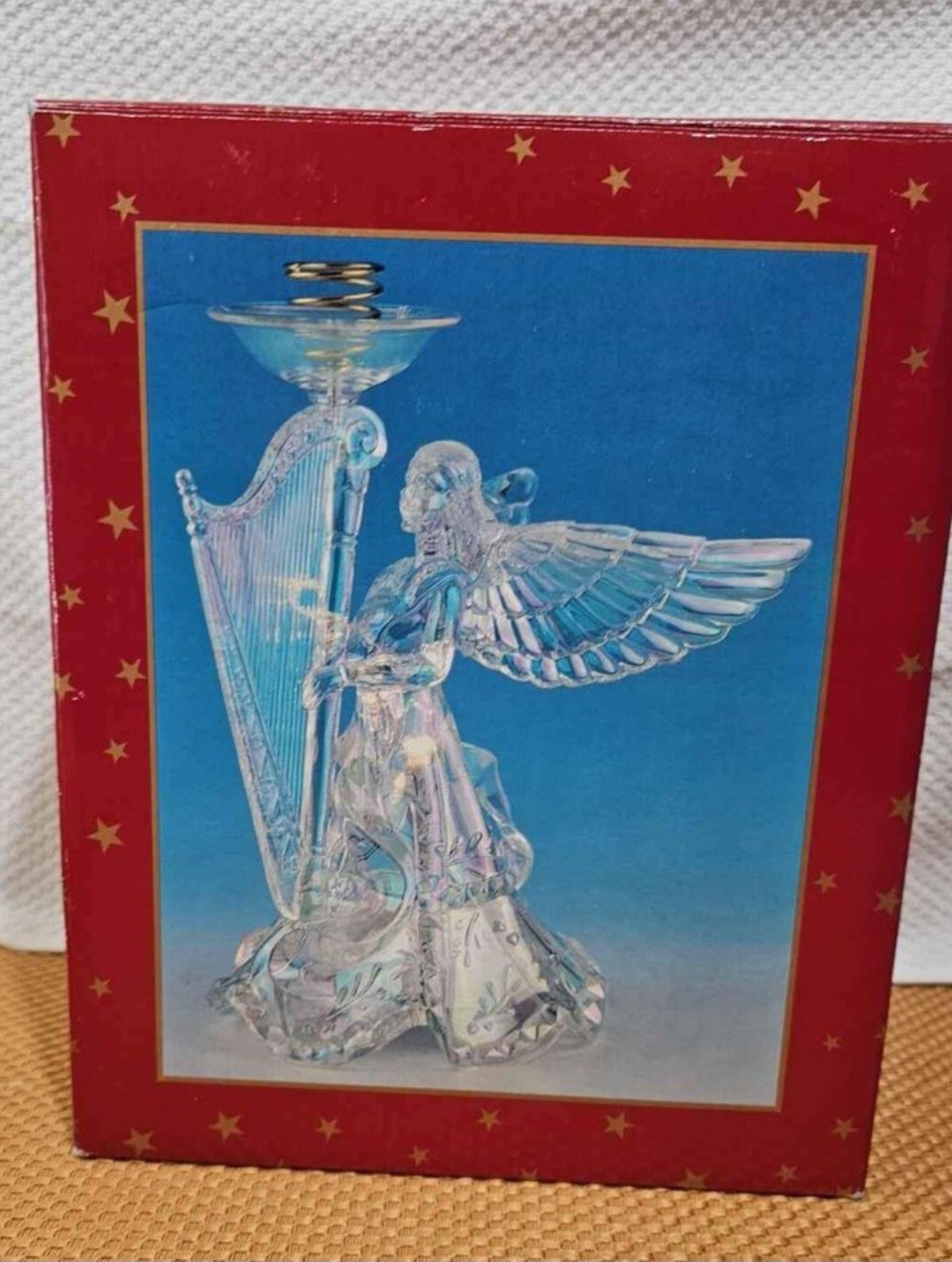 Christmas  VTG Angel Candle Holder Lights & plays Silent Night  Original Box /50
