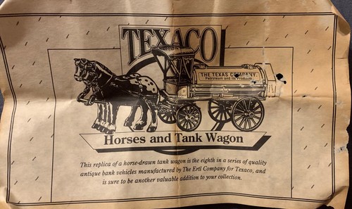 Ertl 1991 Edition #8-Texaco Horse and Tanker Die Cast Metal Coin Bank and Box - Picture 2 of 12