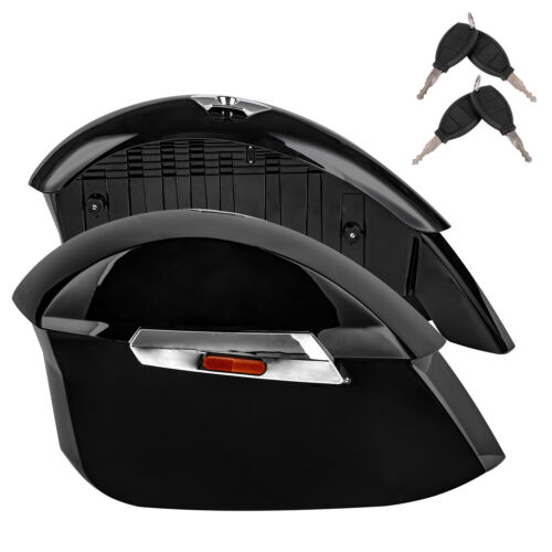 Black ABS Hard Saddlebags + Keys for Victory Cross Country Cross Roads 2010-2017 - Picture 2 of 17