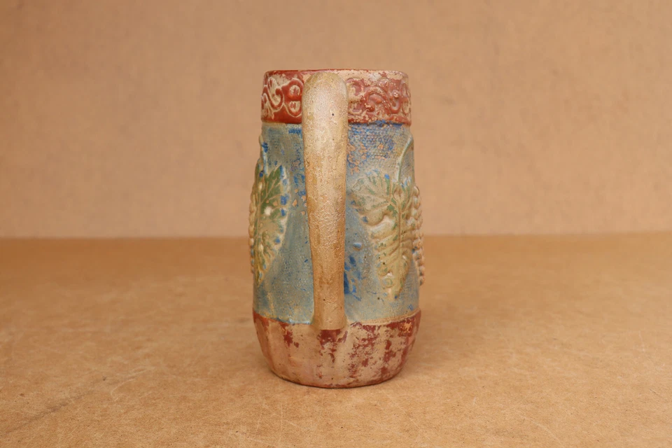 Antique Pottery Primitive Redware Wine Pitcher Jug Canna Vase Marked Early 20th. - Image 4 of 4