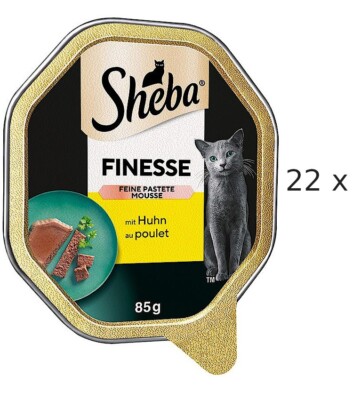 SHEBA Finesse Pastete / Mousse mit Huhn im Schälchen: 22 x 85 g (  15,48/kg) 
