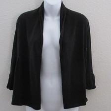 Ann Taylor Loft New Cardigan Sweater XS Black Knit Open Front 3/4 Bell Sleeve
