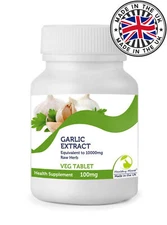 Garlic Tablets 100mg Extract as 10000mg Raw Herb Bottle x 30