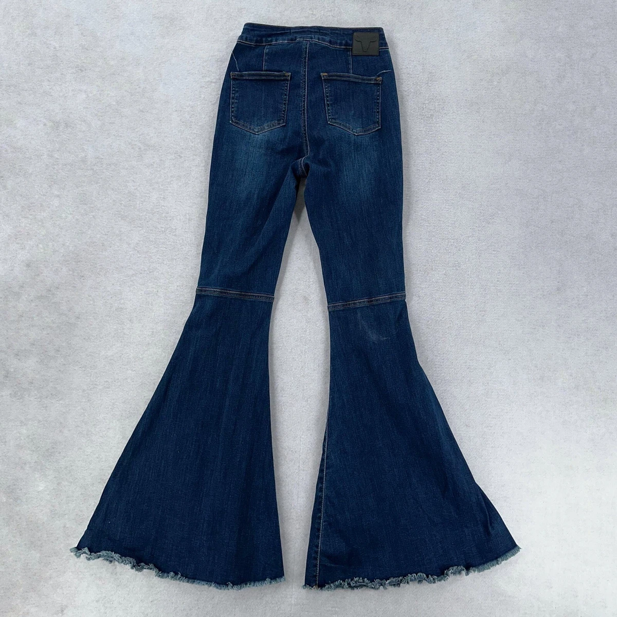 Lucky & Blessed High Flare Rise Bell Bottom Jeans Dark Blue