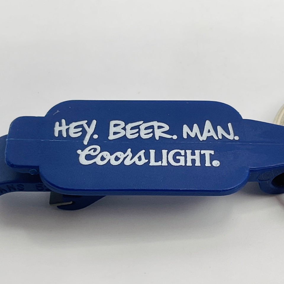 Vintage Keychain Coors Light Beer Key Ring Bottle Opener 90s Blue White