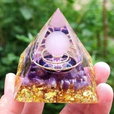 HOT Healing  Rose Quartz Orgonite Energy Pyramid Amethyst Gemstone Orgone Reiki