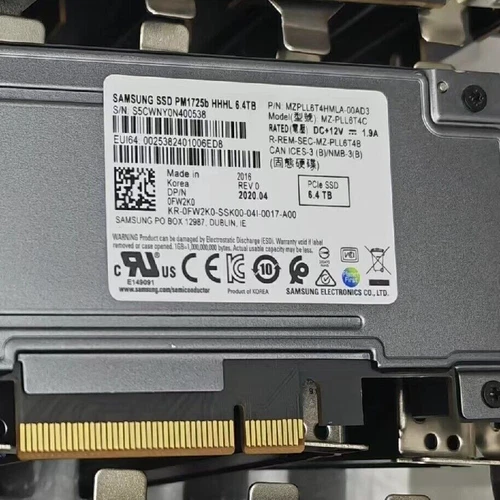 Samsung PM1725b 6.4TB SSD PCIE 3.0 x8 HHHL NVMe MZ-PLL6T4C MZPLL6T4HMLA-00AD3