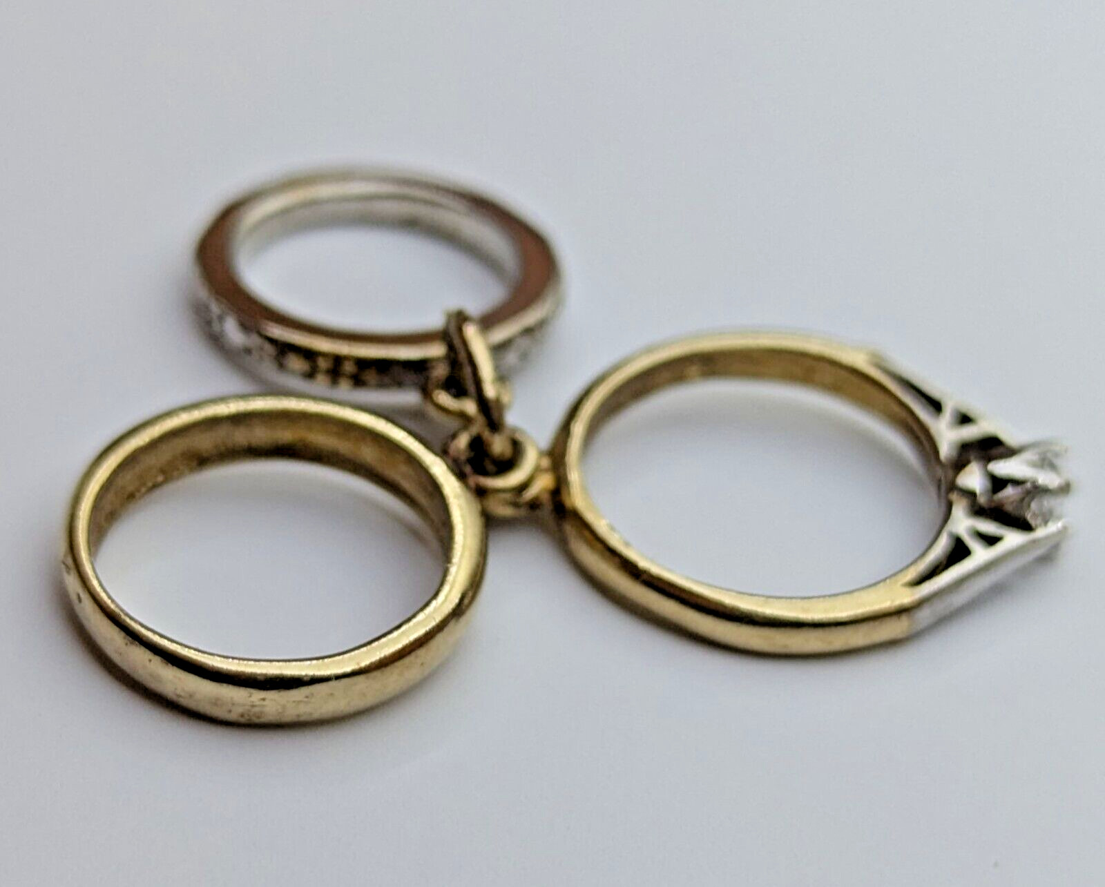 9ct Yellow Gold Mini Ring Charms Paste Stones 30x25mm Gold Metal Tested image 3