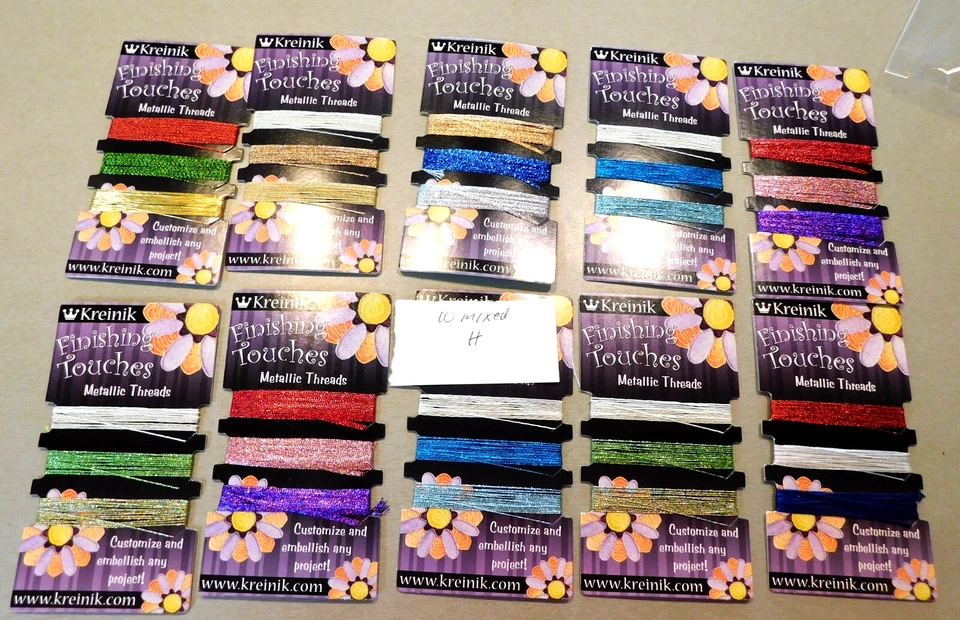 Set of 10 Kreinik Metallic Thread 3 Color Cards / Many Different Colors / H - Image 2 of 4