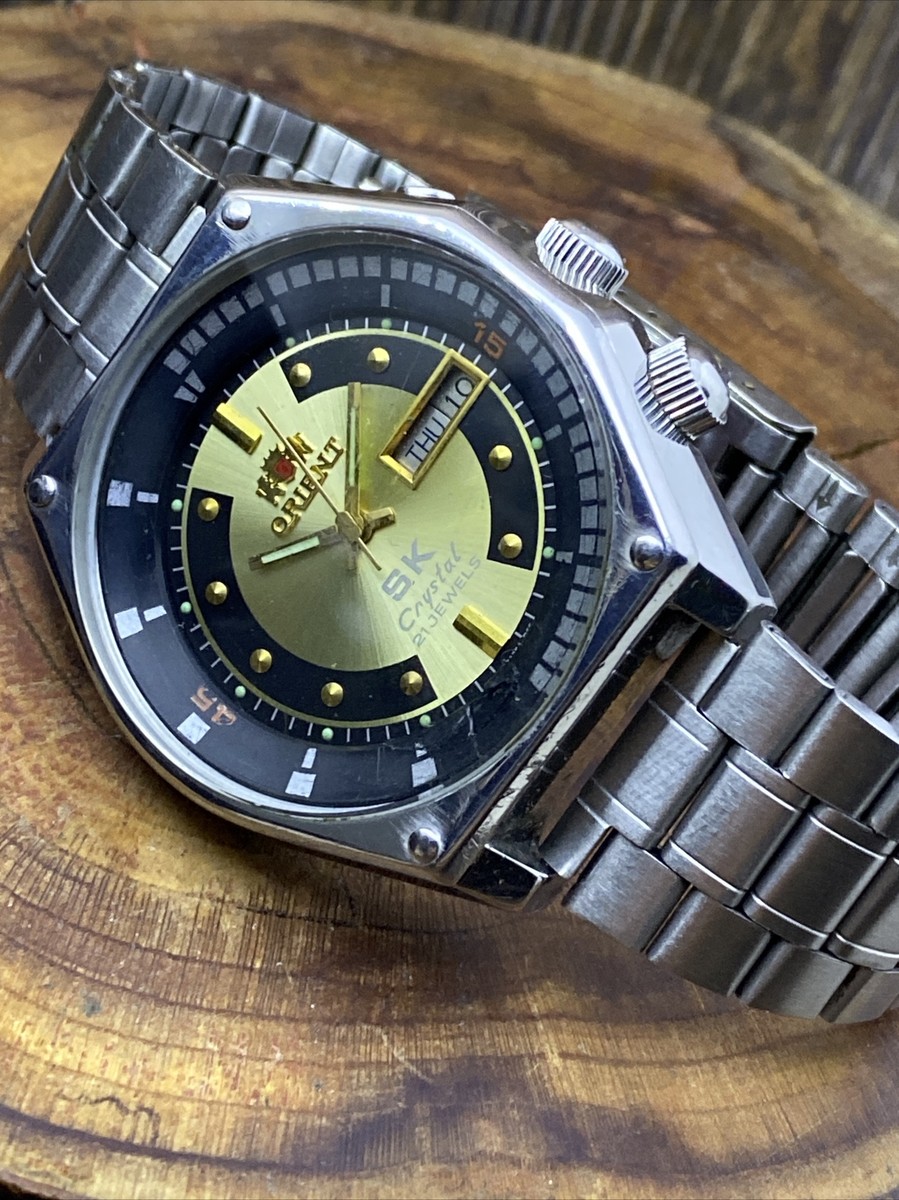 Men Watch Orient SK Sea King Crystal KD King Diver GoldDial Watch