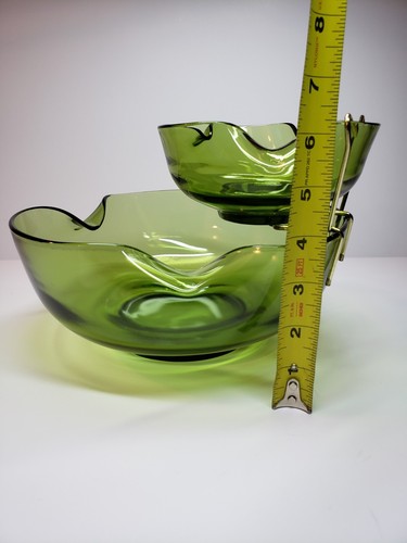 Vintage Anchor Hocking Chip and Dip Retro Party Set Avocado Green 3 Piece Set - Picture 6 of 10