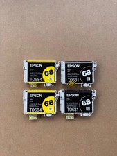 4 Genuine Epson 68 Ink Cartridges - Black  Yellow - T0681 T0684