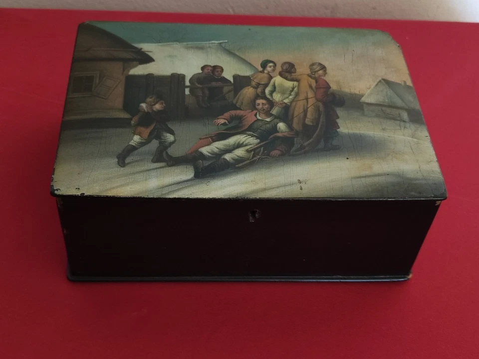 Antike Russische Lack Dose Russische Lackmalerei mit Stempel siehe Fotos. - Bild 2 von 4