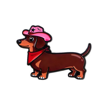 Dachshund Pin Teckel Pin Western Lapel Pin Cow Dog Sheriff Badge Dog
