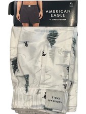 NWT AMERICAN EAGLE 4" Stretch Boxer Sz XS-XL White Green Pine Trees 101
