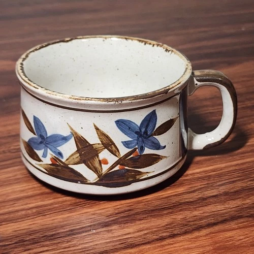 Vtg Otagiri Japan Soup Mug - Bamboo Speckled - 12oz - Blue & Brown