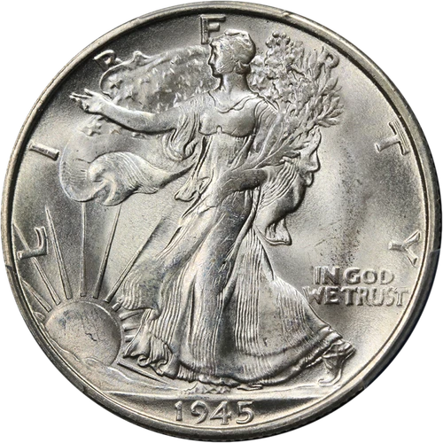 1945-S Walking Liberty Half PCGS MS64 Blast White Superb Eye Appeal