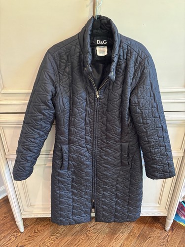 Dolce & Gabbana, Cappotto invernale vintage Dolce & Gabbana nero zip lunga taglia M parka dettaglio cuciture