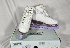 DBX Motion Girls Figure Skates Size 3 White Ice Skates New In Box With Guards