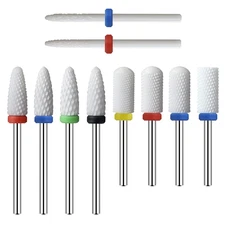 Ceramic Nail Drill Bits 10Pcs- 3/32 Drill Bits Set for Acrylic Gel Nails Profess
