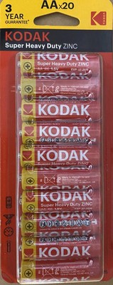 Kodak Batteries Super Heavy Duty Zinc AA Batteries 20 Pack Exp 11/27 AA