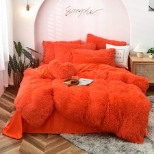 5 PCS Shaggy Duvet Cover Bedding Set - Fluffy Comforter Cover Long Faux Fur Luxu