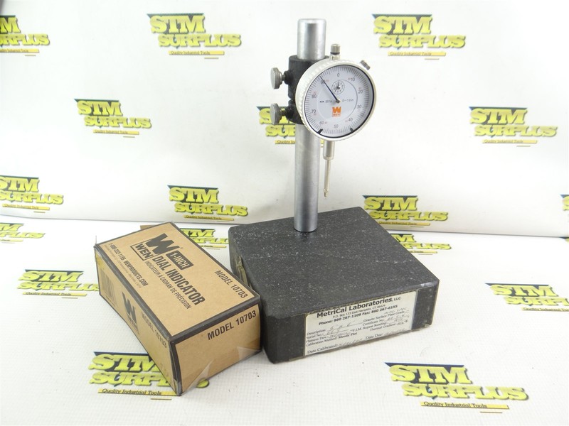 GRANITE BASE INDICATOR STAND 10" TALL + NEW WEN DIAL INDICATOR .001" 