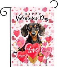 Dachshund Valentine Garden Flag Valentines Day Flags for outside 12X18 Double Si