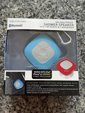NEW SoundLogic XT Splash Proof Bluetooth Shower Speaker FM Radio Carabiner BLUE