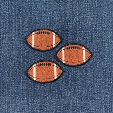 3-Pack Football Applique Patch - Embroidered Sports Ball Badge 1-5/8" Iron On 