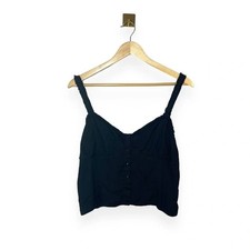 Urban Outfitters Smocked Bustier Crop Top Black Button Front Cami Medium