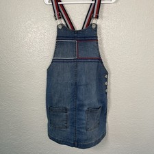 Vintage Tommy Hilfiger Kids Overall Dress Size 6 Y2K Denim 90s Baby Denim Dress