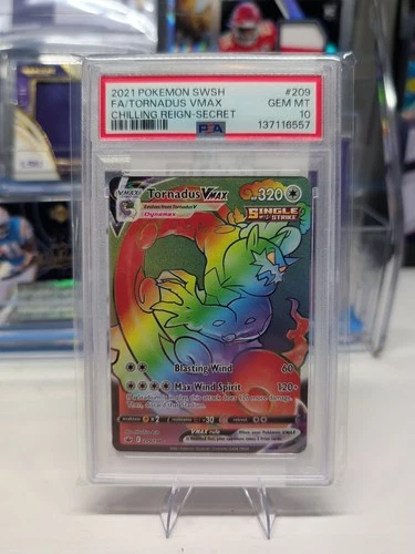2021 Pokemon Full Art Tornadus VMAX Chilling Reign Rainbow Secret PSA 10 209/198