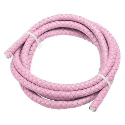 6mm rundes geflochtenes Lederband zum Basteln und Schmuckmachen,Rosa (1,1 Yards)