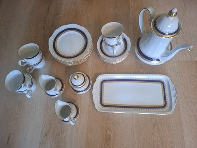 Edles Winterling Röslau Bavaria Kaffeeservice Kobaltblau + Gold für 6 Personen +