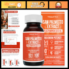 Saw Palmetto Extract 10X Potency  Pumpkin Seed Oil - Prostate Health, Hair Grow